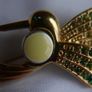 Vintage Monet Gold Plate Crystal Jelly Belly Hummingbird Brooch and Box Image 9