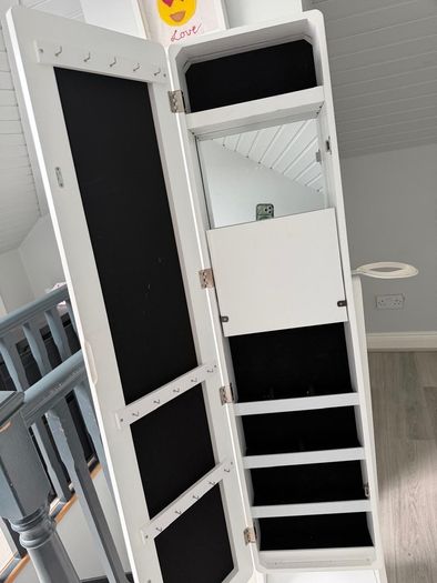 Stand alone mirror with storage