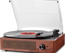 SPRING SALE | Bluetooth Record Player Belt-Driven 3-Speed Turntable, Vintage Vinyl Record Players Built-in Stereo Speakers, with Headphone Jack/Aux Input/RCA Line Out, Wooden