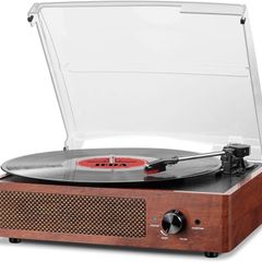 SPRING SALE | Bluetooth Record Player Belt-Driven 3-Speed Turntable, Vintage Vinyl Record Players Built-in Stereo Speakers, with Headphone Jack/Aux Input/RCA Line Out, Wooden