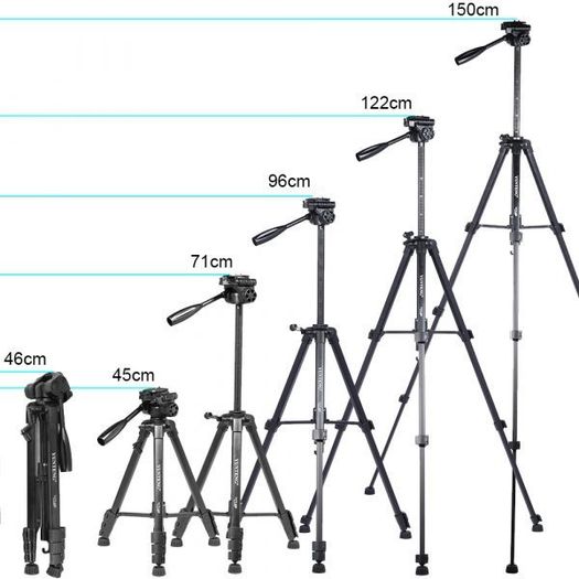 New Aluminum Alloy Expandable Professional Tripod Black
