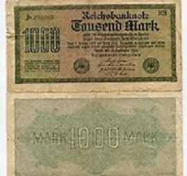 1923 German banknote 1000 Marks