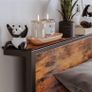 King Size Bed Frame with Storage Wooden Headboard, Metal Bed Image 6