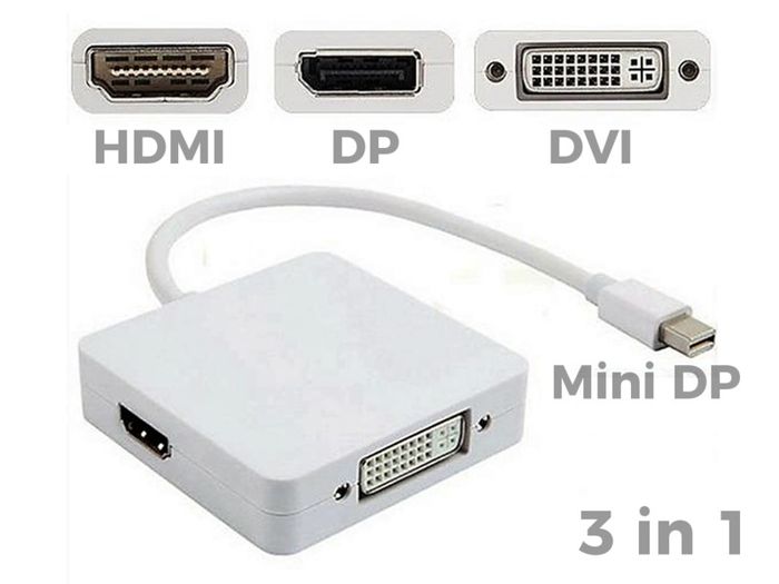 3in1 Mini DisplayPort DP to HDMI + DVI + DP Adapter For Apple Macbook Air Pro