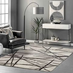 Rugs Living Room Large Modern Soft Area Rug Modern Simple Style Short Pile Beige pattern Carpet 80 x 120 cm (FREE POSTAGE)