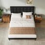 Small Double Bed Frame, Easy Assembly, Sturdy Wooden Slat Support, Upholstered Platform with Headboard, No Box Spring Needed, Black Small Double Bed 120/190 Image 3