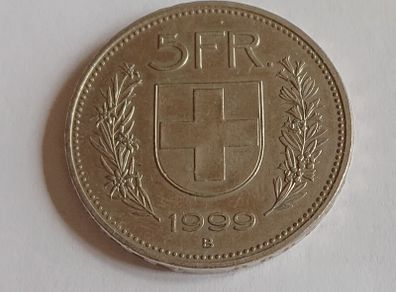 1999 Swiss 5 Francs Coin