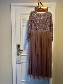 Maya Embellished Maxi Tulle Dress long sleeve