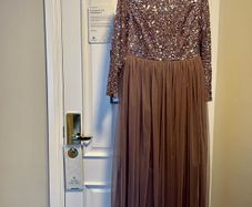 Maya Embellished Maxi Tulle Dress long sleeve