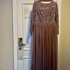 Maya Embellished Maxi Tulle Dress long sleeve