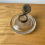Hand Blown Round Glass Vintage Inkwell with Brass Hinged Collar and Lid c1900 Image 2