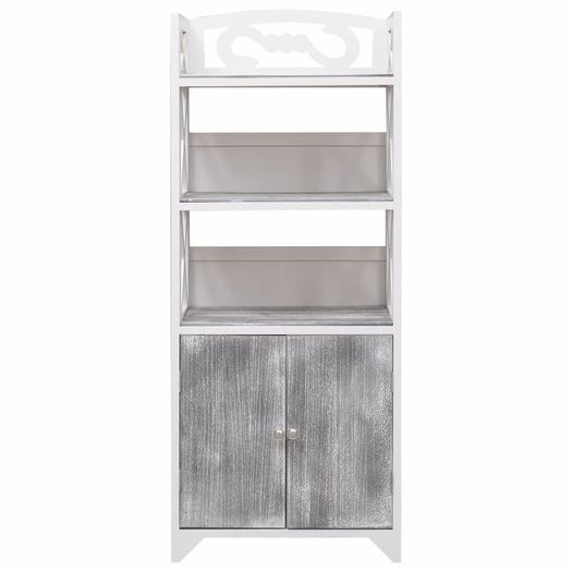 Bathroom Cabinet White and Grey 46x24x116 cm Paulownia Wood