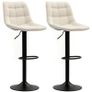 Modern Bar Stool, 2-Piece Set of Swivel Bar Chairs with Backrest, Height-Adjustable, with Footrest, Padded, Beige Image 6