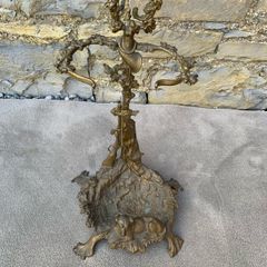 Antique Art Nouveau Brass Hunting Stand.