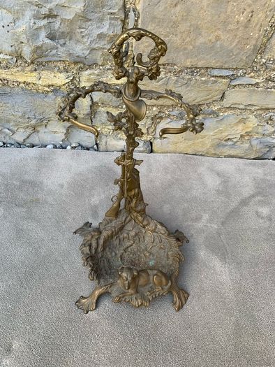Antique Art Nouveau Brass Hunting Stand.
