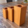 Handmade Rustic Wood Tea-light Candle Holder Set Image 2