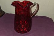 Antique Victorian Cranberry Glass Jug