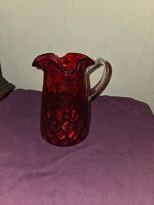 Antique Victorian Cranberry Glass Jug