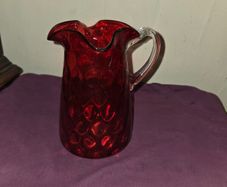 Antique Victorian Cranberry Glass Jug