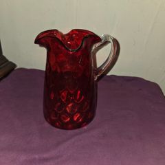 Antique Victorian Cranberry Glass Jug