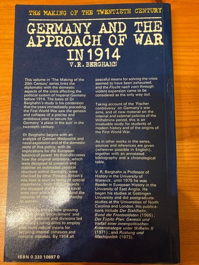 History book: 'Germany and the approach of war in 1914'
