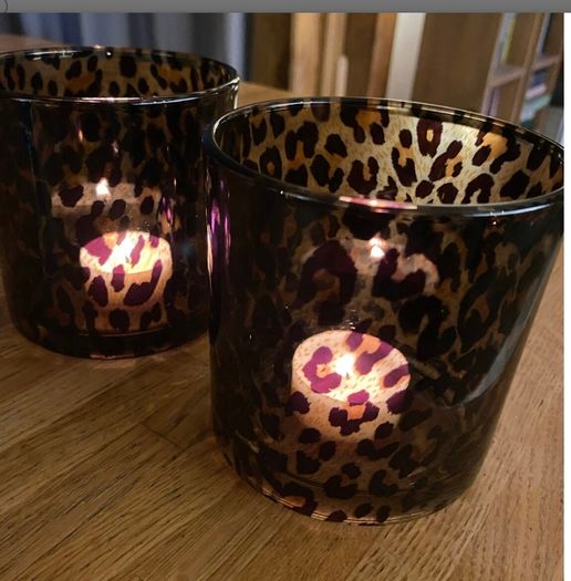 2 Jeff Banks Leopard Print T-Light Holders