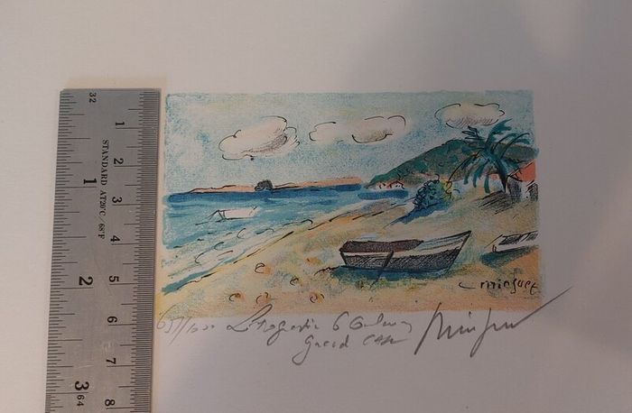 Fantastic Limited-Edition Hand-Signed Lithograph Print of a Caribbean Scene at Grand Case, Saint Martin by the Renowned French Artist Alexandre Minguet (1937-1996), #657/1000