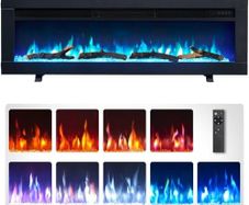 Dilton 40/102cm 3 in 1 Electric Fireplace with logs, Freestanding, Wall Mounted, Recessed, 9 Colour Flame Effect, Media Wall Compatible, 900W - 1800W Heater, Remote Control