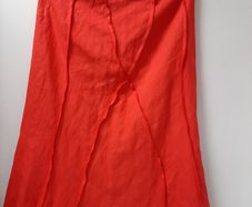 New red designer skirt tag attached fully lined