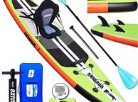 main image for ad Stand Up Paddling Board Inflatable SUP Board Set, Includes Kayak Seat, 330 x 76 x 15 cm, Load Capacity up to 150 kg, Cam Holder, Integrated Kick Pad, 3 Fins, Adjustable Double Paddle, Complete Accessories