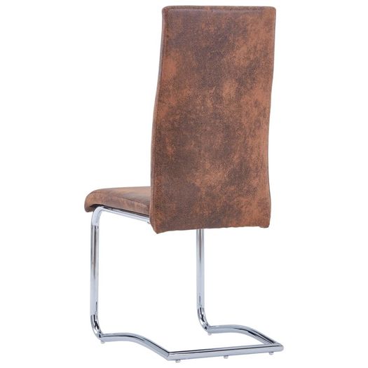 Cantilever Dining Chairs 6 pcs Brown Faux Suede Leather