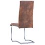 Cantilever Dining Chairs 4 pcs Brown Faux Suede Leather Image 4