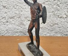 Vintage Brass Warrior Figure on Marble Base