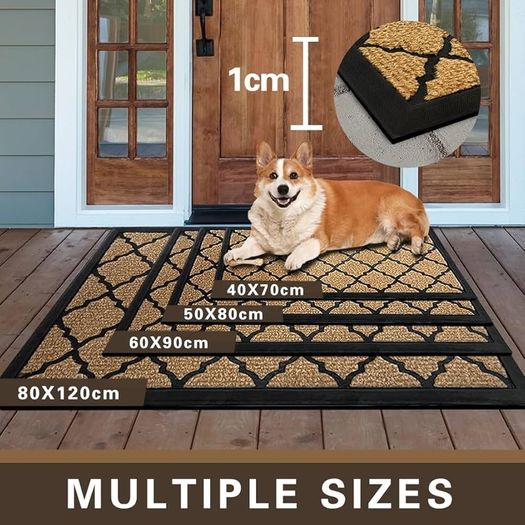 Outdoor Mats for Front Door,80x120cm Heavy Duty Front Door Mat Outside Non Slip Washable,Entrance Door Mats,Waterproof Rubber Back Door Mat