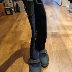 Velour leather knee high boots size 40
