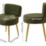 Green Dressing Table Chair with Gold Legs, Teddy Velvet Makeup Vanity Stool Chair for Dressing Table, Bedroom, Living Room Image 2