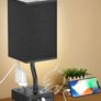 Bedside Table Lamp, Touch Control Nightstand Bedroom Lamp with USB C & USB A Charging Ports, 2 Way Outlets, Minimalist White Fabric LED Desk Night Light for Living Room Office (FREE POSTAGE) Image 3