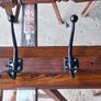 Oak and Iron Antique Coat Hang set of 4 hooks Original to go on the wall or back of door very solid Image 4