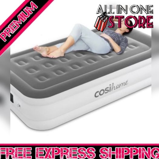 Single Sized Air Bed - Premium Single Air Mattress With a Built-in Electric Pump, Integrated Raised Pillow and Storage Bag MULTIPLE SIZES AVAILABLE (FREE POSTAGE)