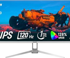 34 Inch IPS Ultrawide 120Hz Gaming Computer Monitors, 21-9 UWFHD (2560x1080) PC Screen, 128percent sRGB, Adaptive Sync, 178 Viewing Angle Display Port HDMI Compatible with Wall mounting - White