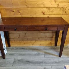 High table drawers brown wooden