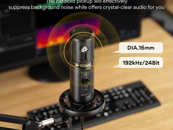 Recording Microphone Set,MAONO AU-PM422 192KHZ/24BITCondenser Mic with Touch Mute Button and Mic Gain Knob for Podcasting,Gaming,YouTube (FREE POSTAGE)