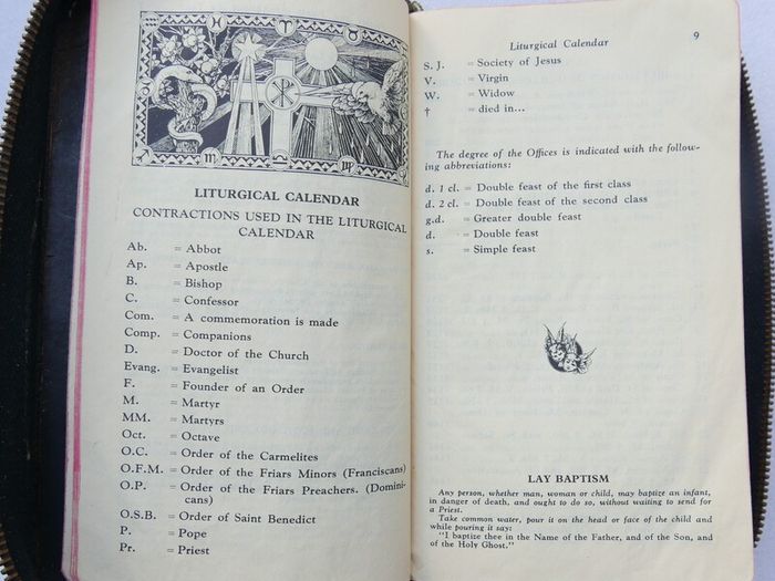Vintage 1950s edition of "The Ideal Daily Missal" published by The Anthonian Press in Dublin.