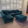Teal Blue L shaped couch and footstool Image 2