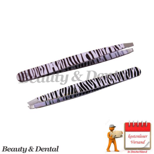 2x Zebra Design Professional Stainless Steel Tweezers Eyebrow Tweezers Eyebrow Clip