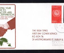 1971 Ireland Year for Action to combat Racism and Racial Discrimination Commemorative Stamps Illustrated Irish Times First Day Cover (FDC)