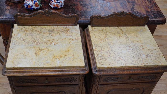 Pair of Antique French Oak Bedside Cabinets