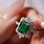 Vintage Style Emerald Stone Silver Ring Image 2