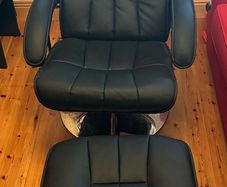 Black Leather Recliner & Footstool