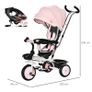 6 in 1 Baby Tricycle Toddler Stroller Pedal Tricycle w/ Reversible Seat Adjustable Removable Handle Canopy Handrail Belt Storage Footrest Clutch for 1-5 Years Old Pink MULTIPLE COLOURS AVAILABLE (FREE POSTAGE) Image 7